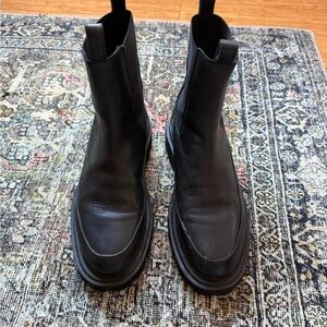 AllSaints Black Leather Women's Combat Chelsea Boots